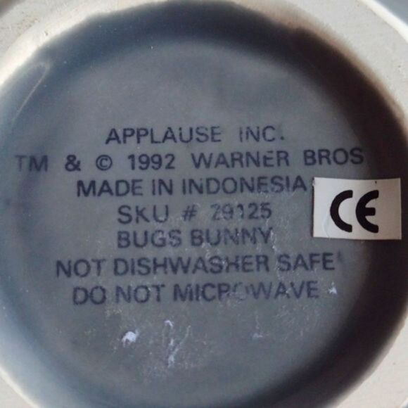 Deadstock Looney Tunes Mug 3D Bugs Bunny Warner Bros Applause Inc. Vintage 1992 - Picture 4 of 7